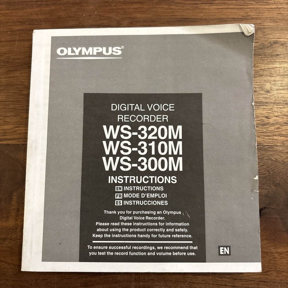 Olympus WS-300M 310M‎ 320M Digital Voice Recorder Instruction Manual